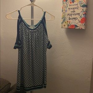 Women’s aqua & navy cut out shoulder top